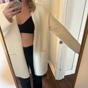 MAX STUDIO LONDON IVORY OPEN FRONT LONG CARDIGAN NYLON/POLYESTER size XL